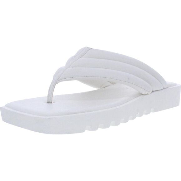 Steve Madden Boost size 9.5 white Faux Leather Square Toe Flip-Flops - Picture 1 of 10